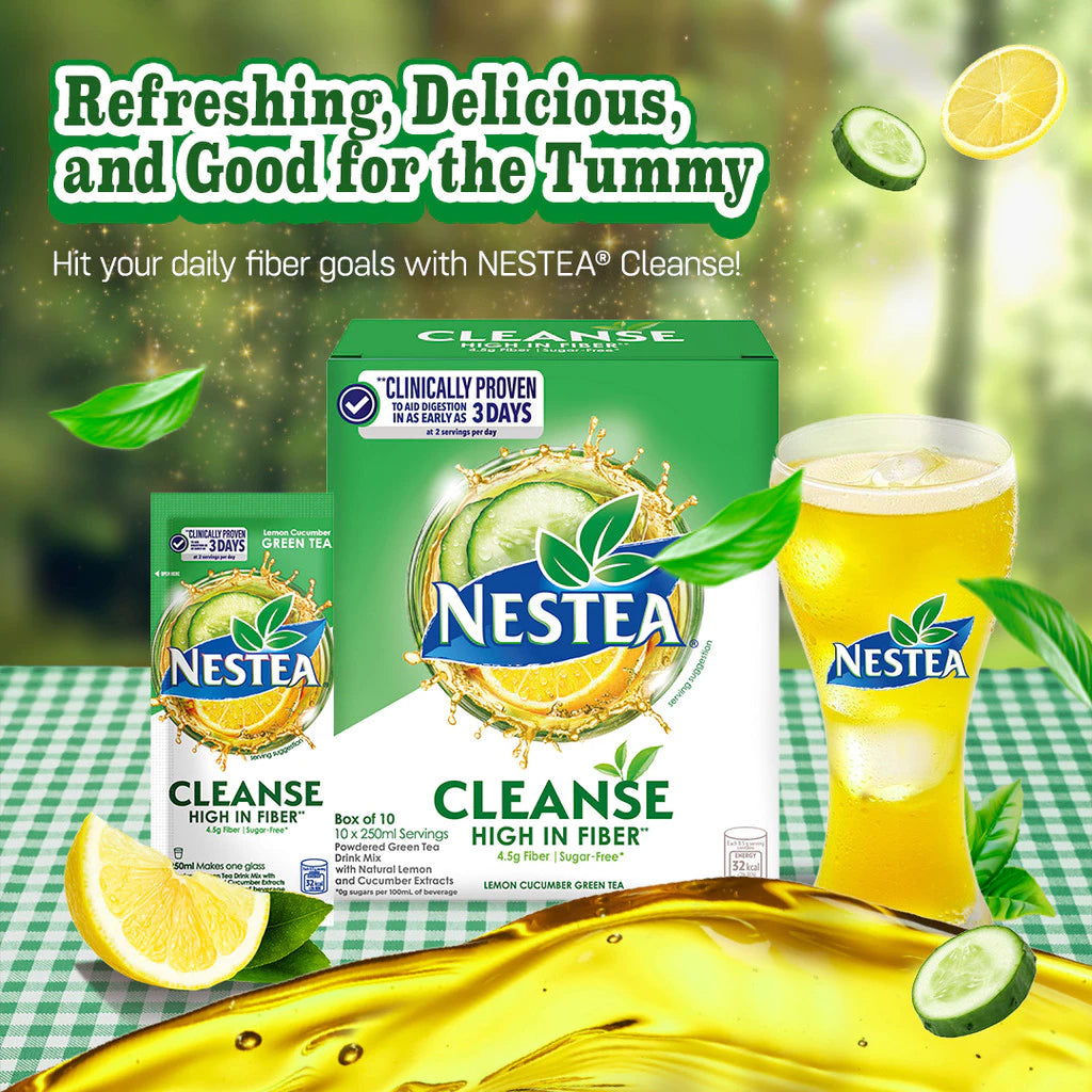 Nestea Cleanse Lemon Cucumber Powdered Green Tea with Fiber 250ml - Pack of 10