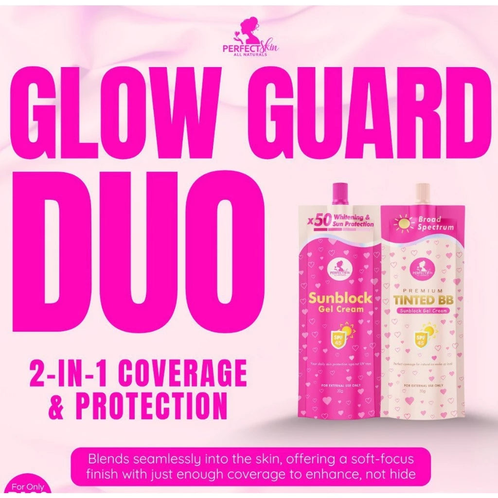 Perfect Skin Gel Cream Sunblock, Twin Pack Sunscreen and BB Tinted, Flawless Sunscreen