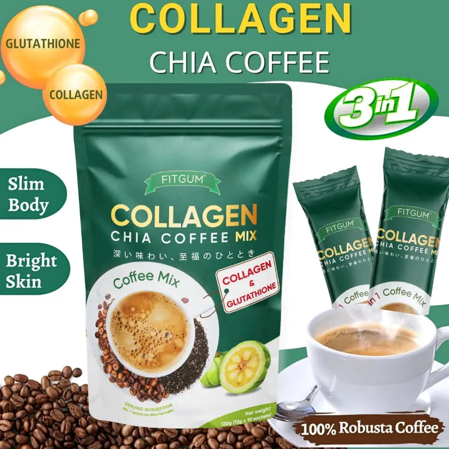 Fitgum 20X Collagen Chia Coffee Drink Beauty Express Hub