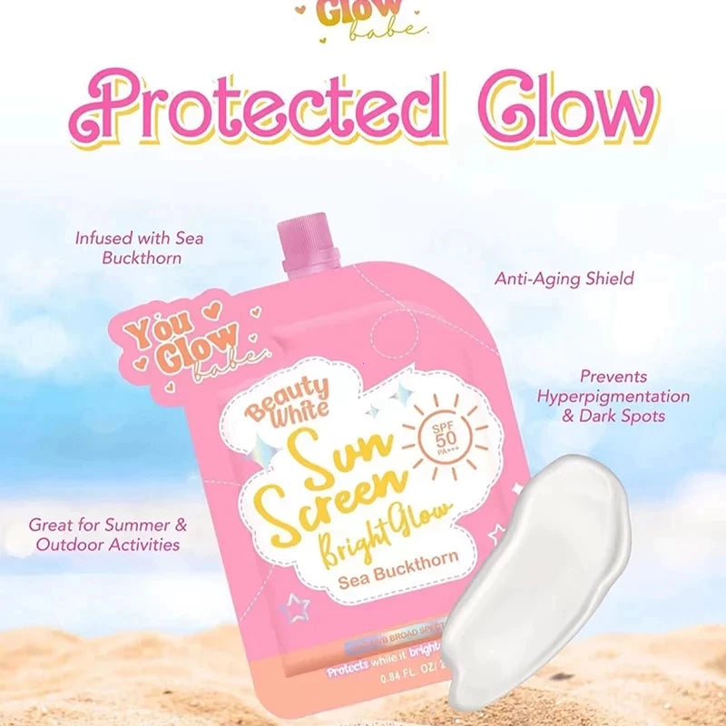 YOU GLOW BABE Beauty White Sunscreen Bright & Glow SPF50 PA+++ Facial Sunscreen SUNBLOCK SUNSCREEN Beauty Express Hub