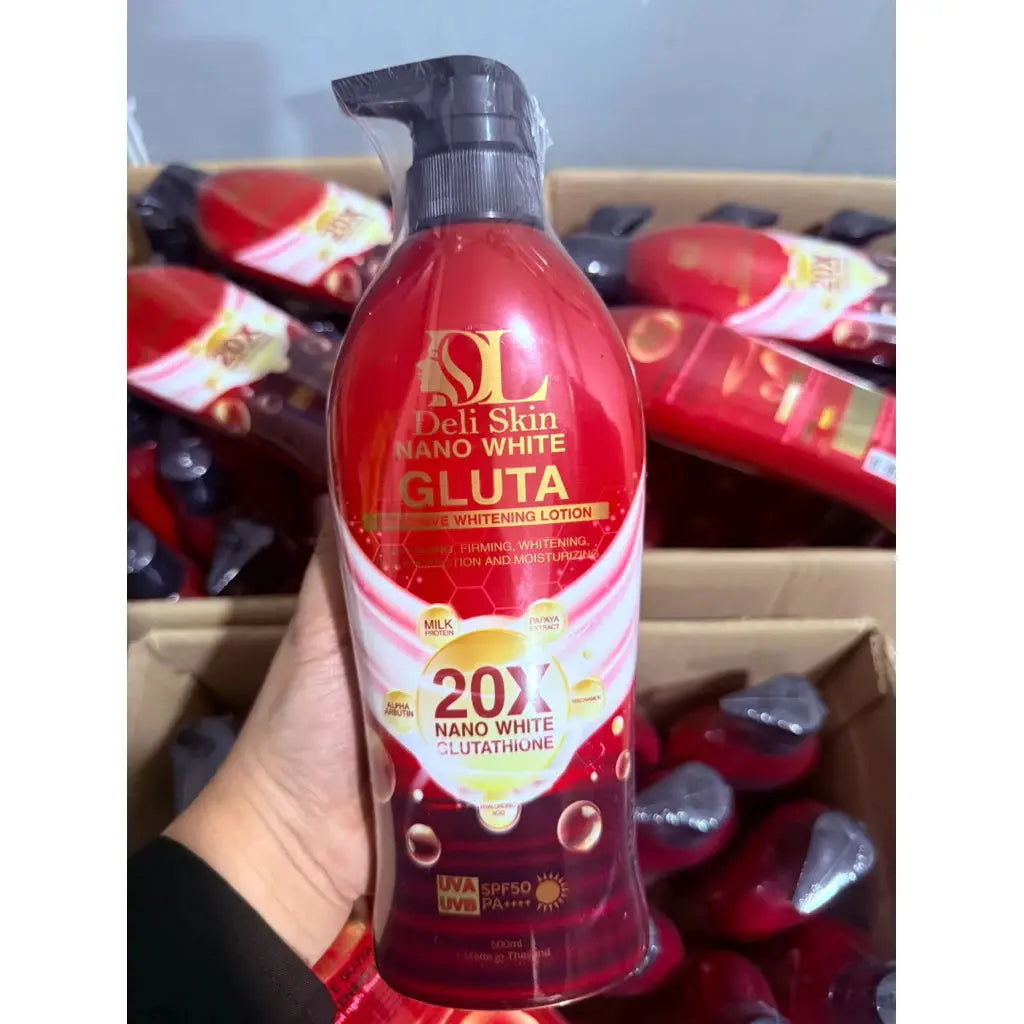 Deli Skin Nano White Gluta Whitening Lotion SPF50 PA+++ UV Protection Body Lotion Made Thailand Beauty Express Hub