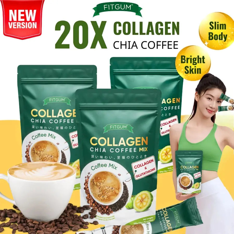 Fitgum 20X Collagen Chia Coffee Drink Beauty Express Hub