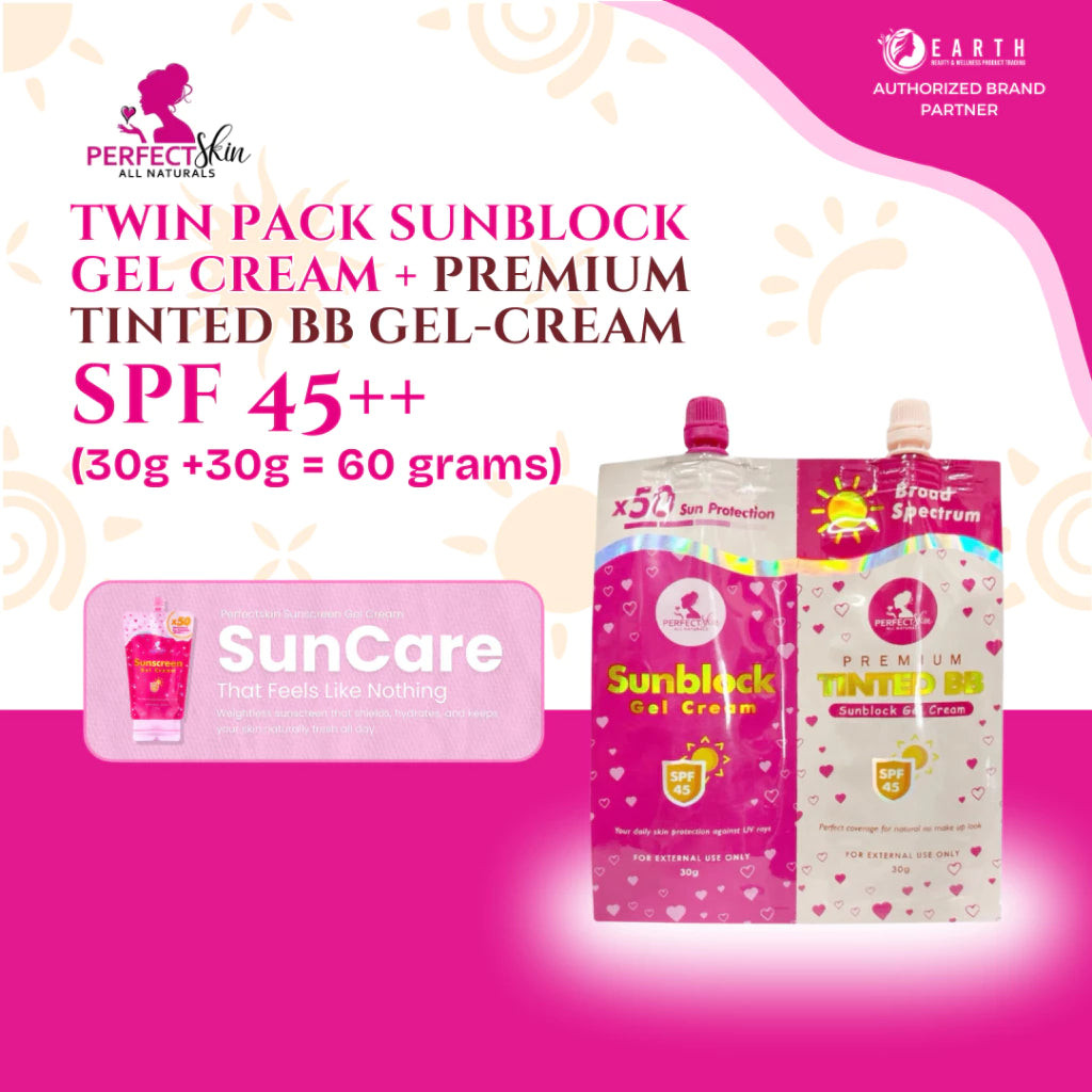 Perfect Skin Gel Cream Sunblock, Twin Pack Sunscreen and BB Tinted, Flawless Sunscreen
