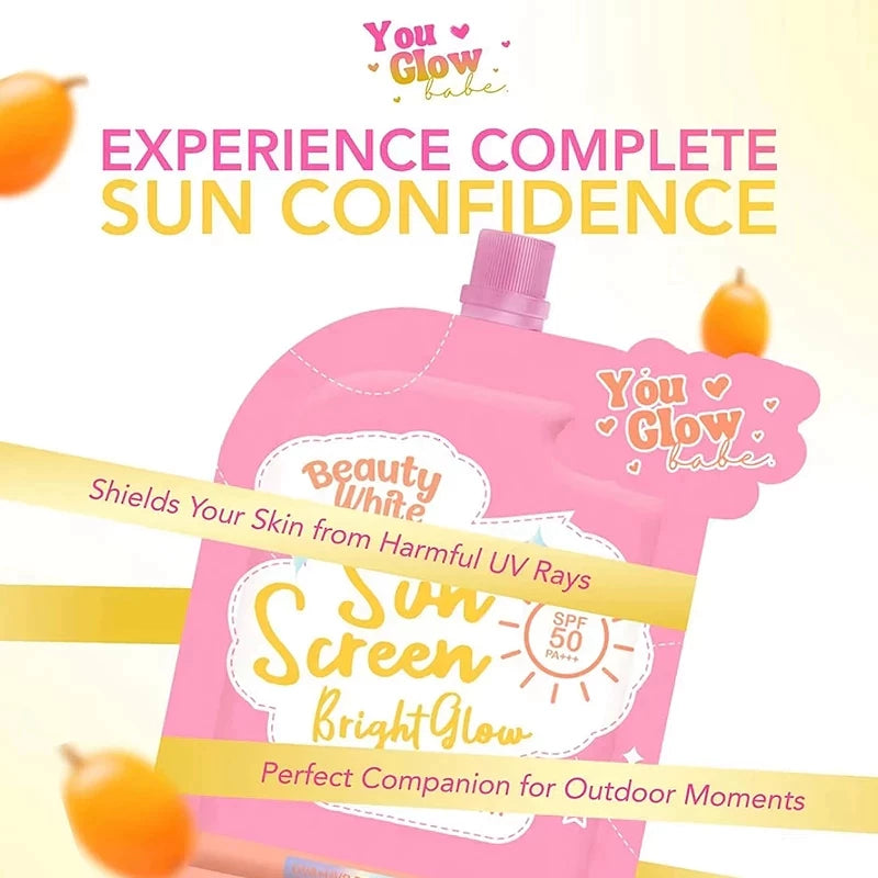 YOU GLOW BABE Beauty White Sunscreen Bright & Glow SPF50 PA+++ Facial Sunscreen SUNBLOCK SUNSCREEN Beauty Express Hub
