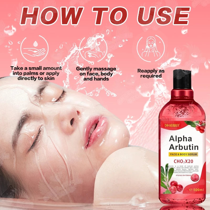 Alpha Arbutin Body Serum for Skin Whitening Skin Care Essence Moisturizer 500ml