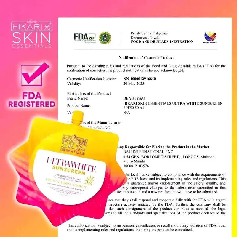Hikari Skin UltraWhite / UltraFresh Sunscreen SPF50 50ml (New and Old Packaging) Beauty Express Hub