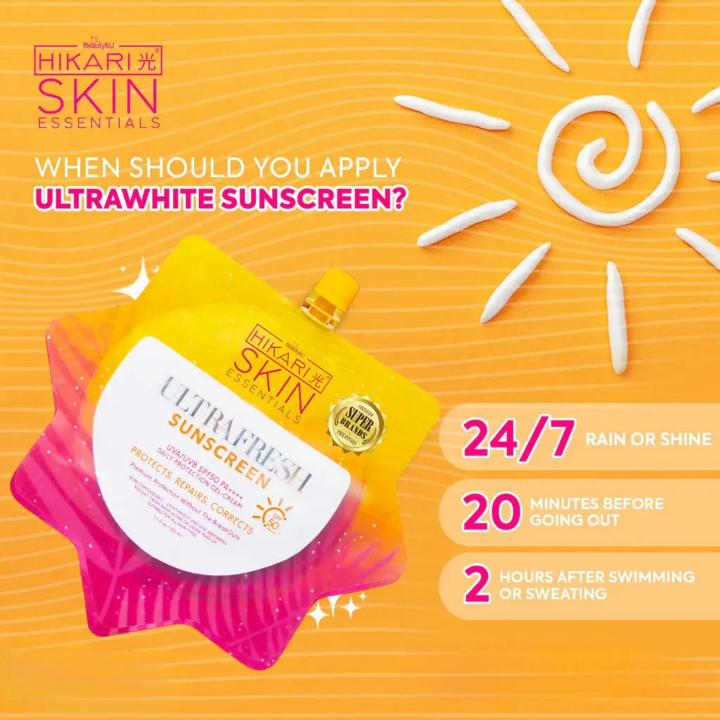 Hikari Skin UltraWhite / UltraFresh Sunscreen SPF50 50ml (New and Old Packaging) Beauty Express Hub