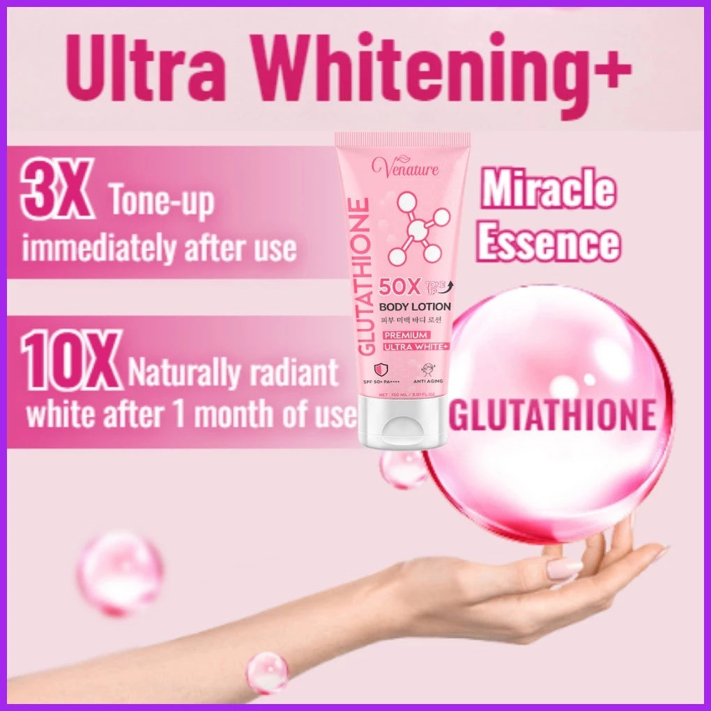 Venature Glutathione Body Lotion 50X Tone Up, Whitening Lotion Ultra White SPF 50 Anti Aging 150ml
